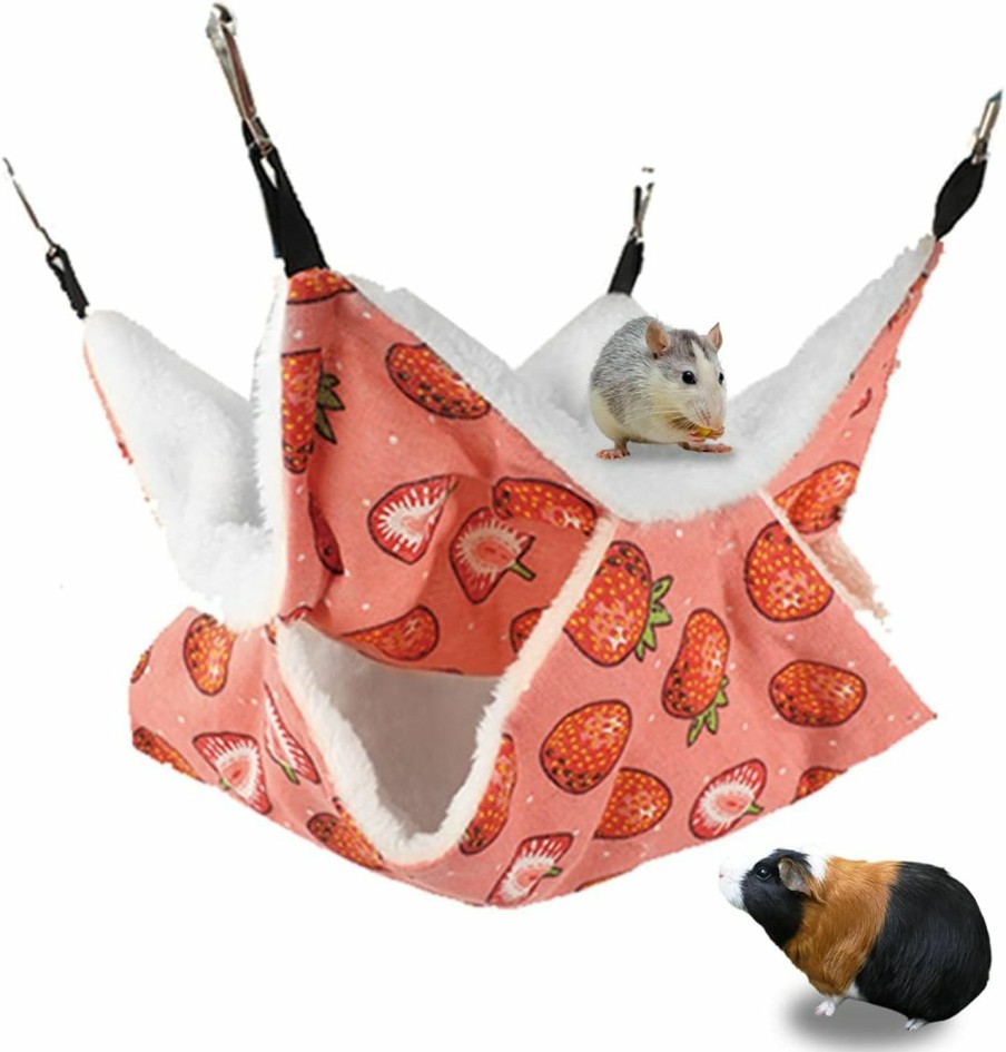 Small Animal LYART | Lyart Guinea Pig Rat Ferret Hammock And Warm Bed Small Pet Hideout Tunnel Cave Hanging Bunkbed Hammock Cage Toy For Hamster Sugar Glider Squirrel (1.Hammock)