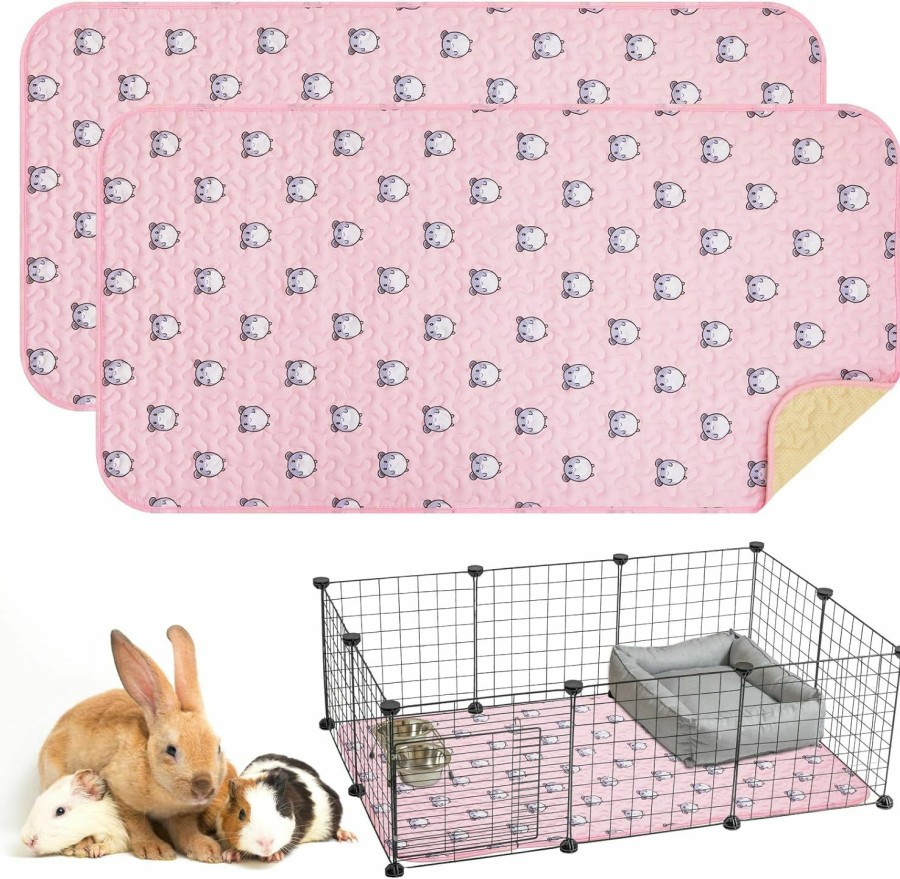 Small Animal Huhumy | Huhumy 2 Pcs 47 X 24 Inch Guinea Pig Bedding Washable Guinea Pig Cage Liner Reusable Absorb Water Guinea Pig Mats Non Slip Guinea Pig Pads For Small Animals Hamster Rabbit Rat (Vivid Style)