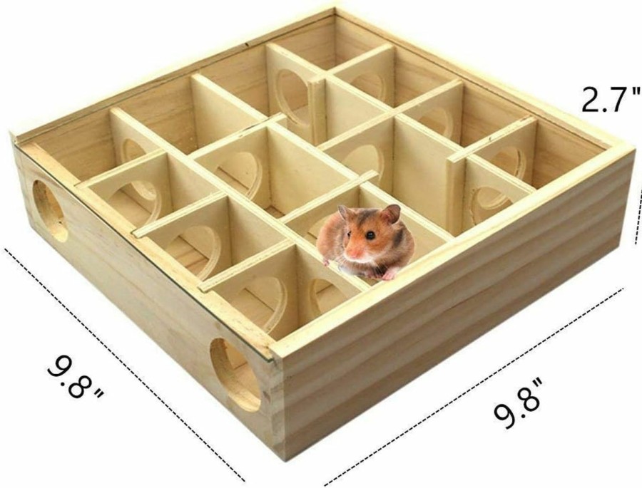 Small Animal Litewoo | Wooden Maze Tunnel Toy With Cover Dwarf Hamster Maze Toy Safe For Small, Tiny, Mini Furry Animals, Child Gerbil Hole (Burlywood)