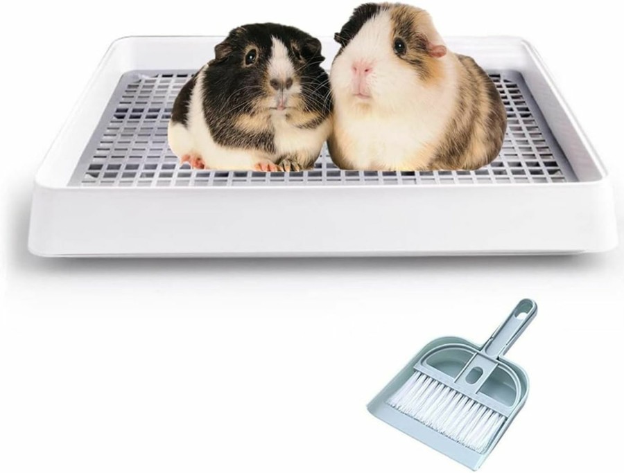 Small Animal Petlex | 22X18 Inches Rabbit Litter Box With Grate, Extra Large Rabbit Litter Pan For Cage, Bunny Restroom Litter Tray Small Animals Toilet Potty Trainer For Rabbit Hamster Ferret Rats Guinea Pigs Hedgehog