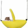 Small Animal WishLotus | Wishlotus Hamster Hammock Bed, Banana Design Flannal Hamster Hut Sleeping Nest, Cozy Hanging House Moon Boat Hut For Guinea Pig, Squirrel, Gerbil, Hamster (Yellow)