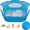 Small Animal JIMEJV | Jimejv Small Animals Playpen With Anti Escape Zippered Cover Portable Breathable & Waterproof Indoor Exercise Yard Fence Cage Tent For Cats Puppy Guinea Pig Hamster Chinchillas Rabbits (Blue)