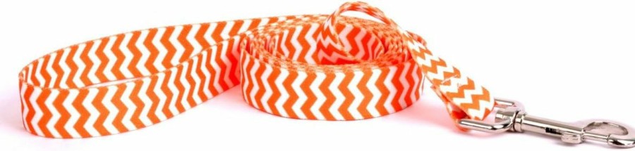 Small Animal Yellow Dog Design | Yellow Dog Design Chevron-Tangerine Dog Leash 3/4\" Wide And 5' (60\") Long, Small/Medium