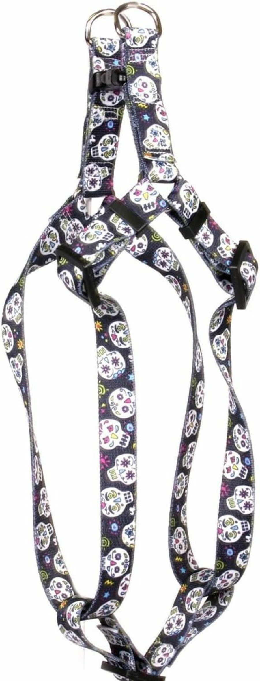 Small Animal Yellow Dog Design | Yellow Dog Design Sugar Skulls Black Step-In Dog Harness-Small-3/4 And Fits Chest Circumference Of 9 To 15\"