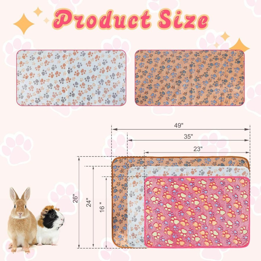 Small Animal YUEPET | Yuepet Waterproof Guinea Pig Blankets Washable 3 Pack Small Animal Fleece Cage Liners Pet Soft Sleep Mat Pad Cover Warm Flannel Throw For Hamster Guinea Pig Rabbit Chinchilla Hedgehog Ferret 23\" 16\"