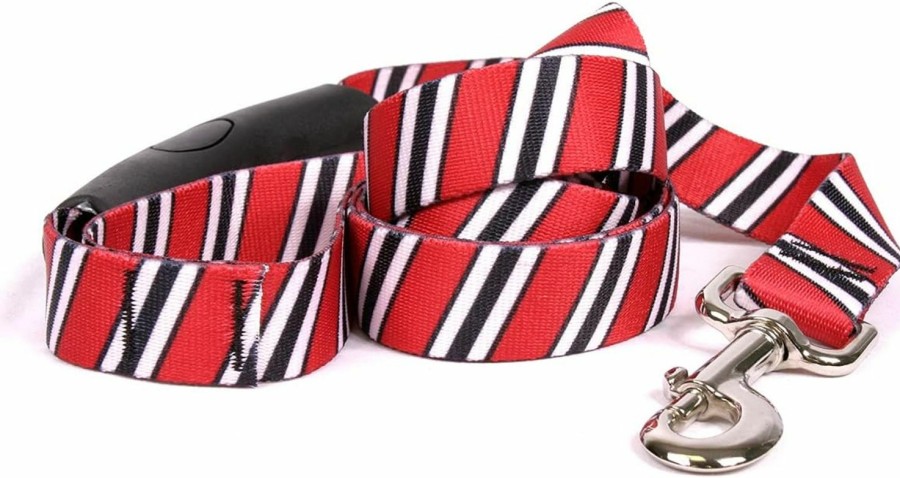 Small Animal Yellow Dog Design | Yellow Dog Design Team Spirit Red, Black White Dog Leash-With Comfort Handle-Small/Medium-3/4 5' X 60\"