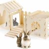 Small Animal WUWEOT | Wuweot Large Rabbit Castle, Wooden Bunny Houses And Hideouts, Luxurious Small Animal Hideaway Playhouse, Wood Cat Beds With Courtyard For Indoor Chinchilla Guinea Pig Hamster