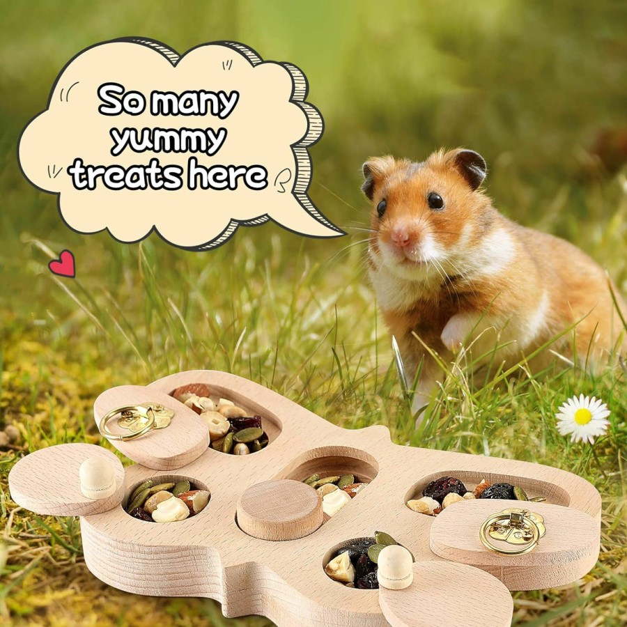 Small Animal FELISTORY | Felistory Wooden Foraging Toy For Small Pet - 4 In 1 Interactive Hide Treats Puzzle Snuffle Game, Mental Stimulation Toy For Guinea Pig,Rabbit,Hamster,Hedgehog, Chinchilla, Mouse,Rats,Sugar Gilders