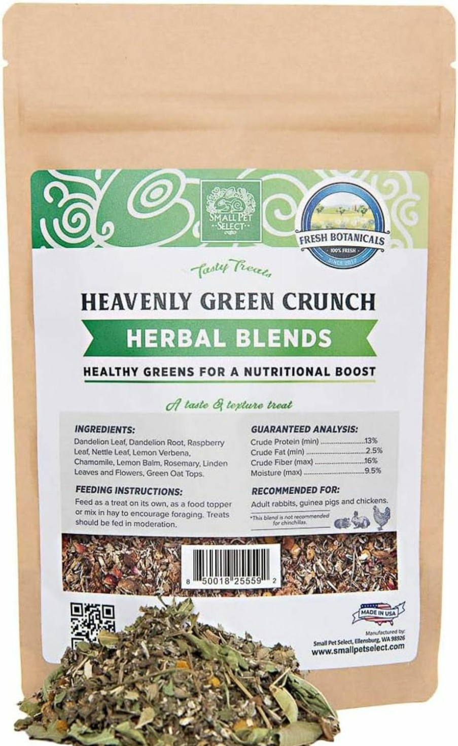 Small Animal Small Pet Select | Small Pet Select - Heavenly Green Crunch Herbal Blend, A Natural Herbal Treat For Rabbits And Guinea Pigs, 4.4Oz