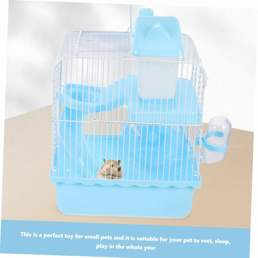 Small Animal balacoo | Balacoo Hamster Cage Cat Toys Hamster Castle Double-Layer Hamster Castle Chinchilla Cage Iron House Straight Hair Pink Guinea Pig Hide