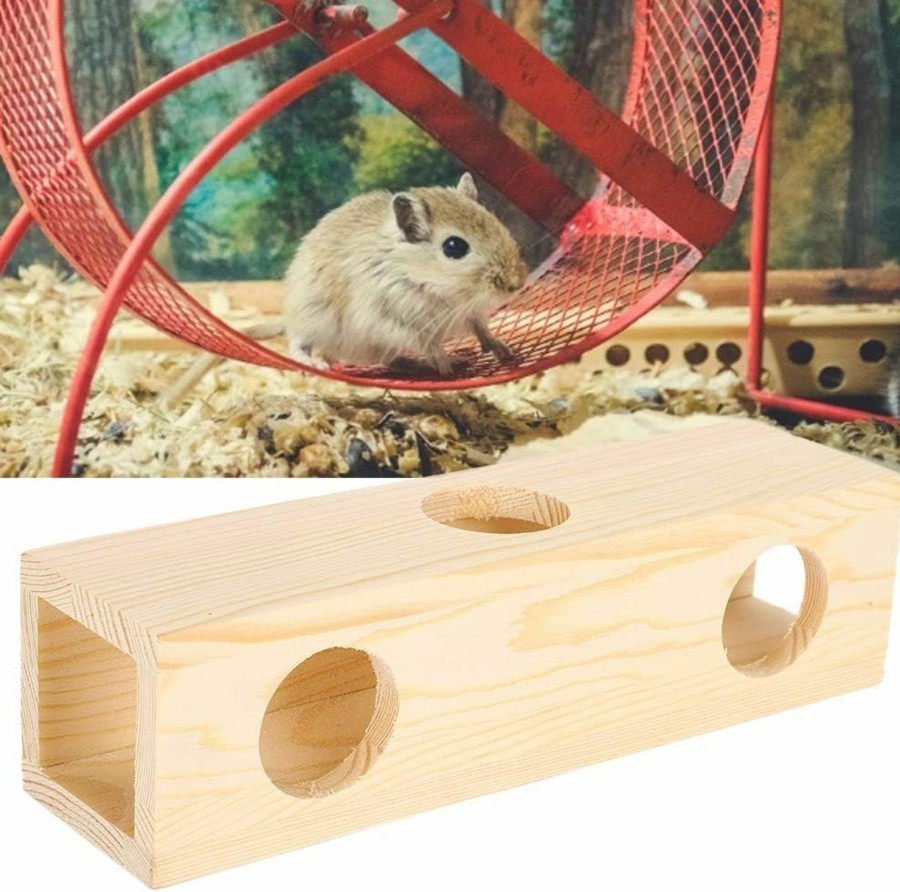 Small Animal TOPINCN | Topincn Hamster Wooden Tunnel Tube Small Animal Chew Toy House Cage Accessories For Pet Dwarf Hamster Rat Gerbil Ferrets Mice Chinchilla (S)