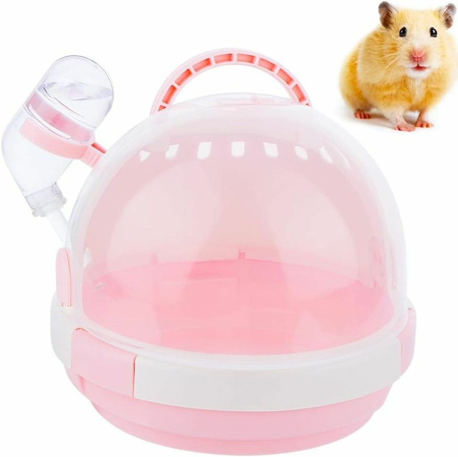 Small Animal DQITJ | Hamster Takeaway Cage Hamster Habitat Plastic Carrying Cage For Hamster Rat Small Rodent Outdoor Travel (Pink)