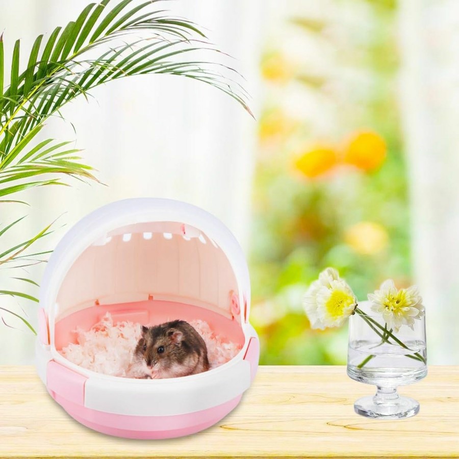 Small Animal DQITJ | Hamster Takeaway Cage Hamster Habitat Plastic Carrying Cage For Hamster Rat Small Rodent Outdoor Travel (Pink)