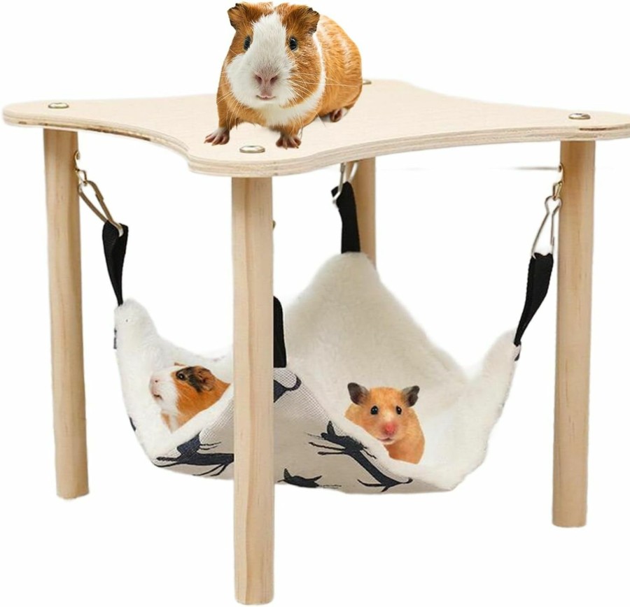 Small Animal Cdipesp | Cdipesp Guinea Pig Hideout Hammock With Wooden Stand, Guinea Pig Accessories For Cage, Small Animal Hammock Toys For Guinea Pigs Piggies Dwarf Rabbit Chinchilla Ferrets Rat Hamster