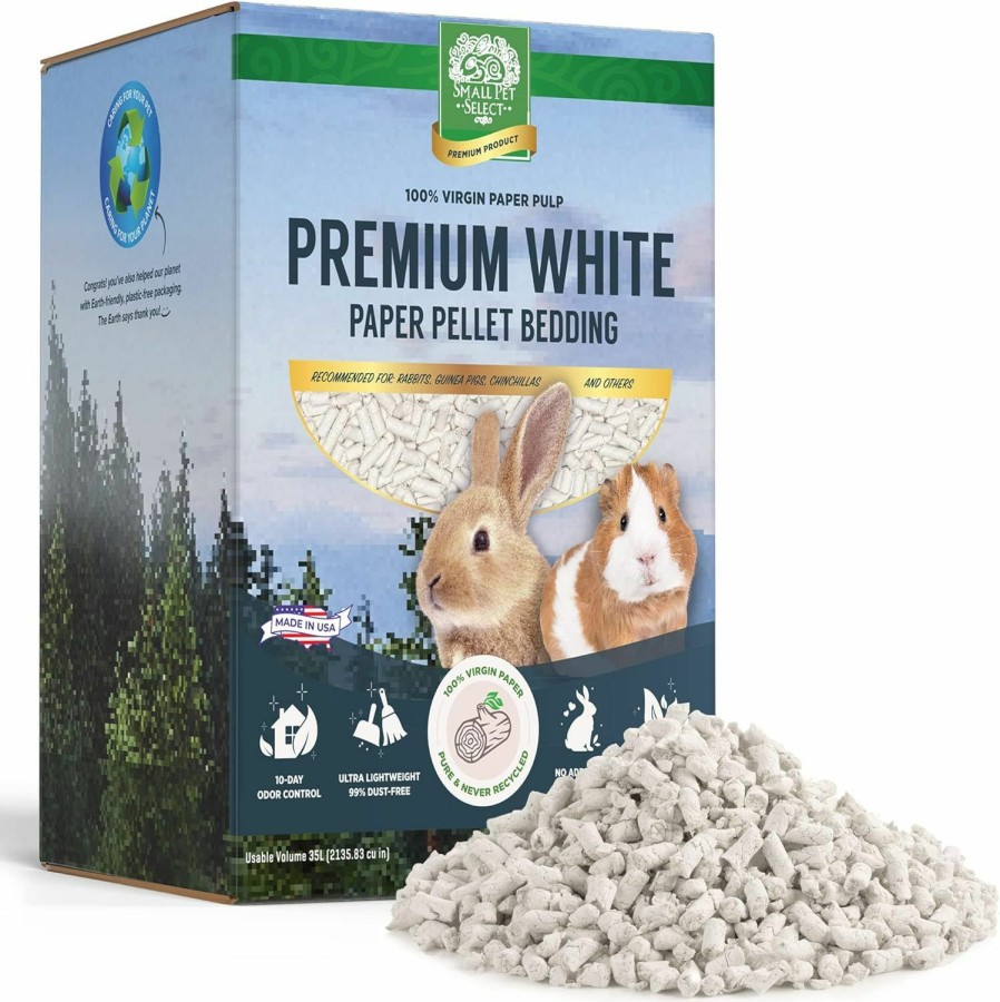 Small Animal Small Pet Select | Small Pet Select - Premium White Small Animal Pellet Bedding For Rabbit, Hamster & Guinea Pig Cages And Litter Pans - Lightweight & Odor Controlling Paper Pellets Safe For Small Animals - 35L