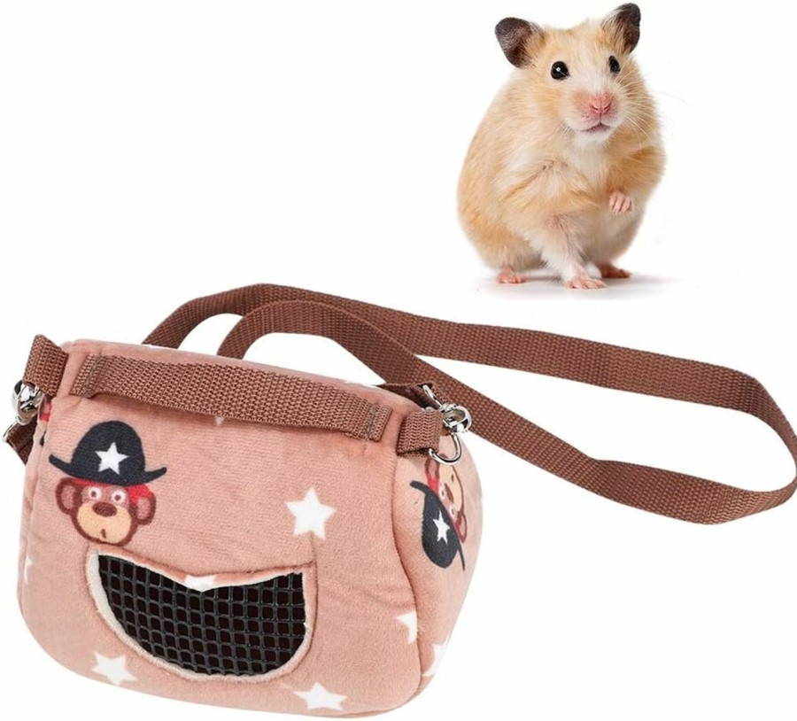 Small Animal Zerodis | Pet Hamster Carrier, Coffee Flannelette Plush Hamster Squirrel Travel Bags Portable Breathable Small Animal Carrier Outgoing Sleeping Bag For Squirrel Hedgehog Guinea Pig(S)