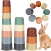 Small Animal SYWHXY | Sywhxy 16Pcs Stacking Cups For Rabbits, Rainbow Colors Rabbit Stacking Cups Of Different Size For Rabbits Hiding Food, Safe Plastic Reuseable Rabbit Toys For Bunnies, Small Animal