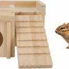 Small Animal Pssopp | Wooden Hamster House, Pet Wooden House Small Animal Hideout Tunnel Toy With Ladder For Small Pets Chinchilla