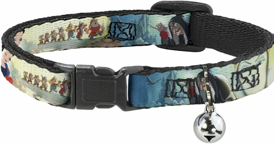 Small Animal Buckle-Down | Buckle-Down Breakaway Cat Collar - Snow White/Dwarves/Old Witch/Evil Queen Scenes - 1/2\" Wide - Fits 6-9\" Neck - Small