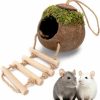 Small Animal SanmooAio | Sanmooaio Natural Coconut Hamster Hideaway With Ladder,Bird Mossy Ladder Hideout,Reptile Climbing Habitat Decor For Bird/Chameleon/Lizard/Snake/Hermit Crab/Hamsters And Other Small Animals (Ladder)