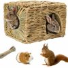 Small Animal Hamiledyi | Hamiledyi Grass House For Rabbit, Natural Hand Woven Seagrass Play Hay Bed Foldable Woven Hideaway Hut Toy For Bunny Hamster Guinea Pig Chinchilla Small Animals