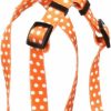 Small Animal Yellow Dog Design | Yellow Dog Design Orange Polka Dot Step-In Dog Harness, X-Small-3/8 Wide And Fits Chest Of 4.5 To 9\"