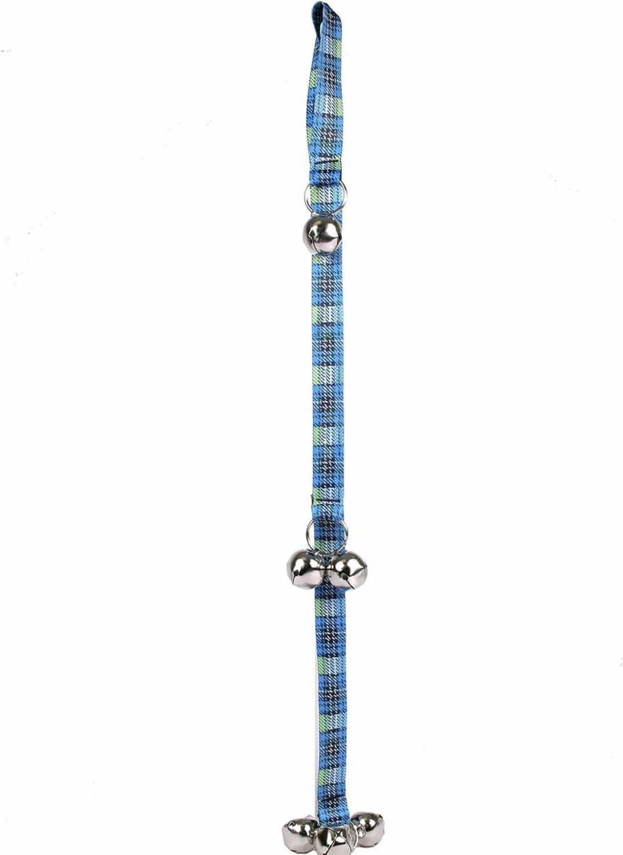 Small Animal Yellow Dog Design | Yellow Dog Design Tartan Blue Ding Dog Bells Potty Training System-26 Inches Long And 1 Inch Wide With 6 Bells