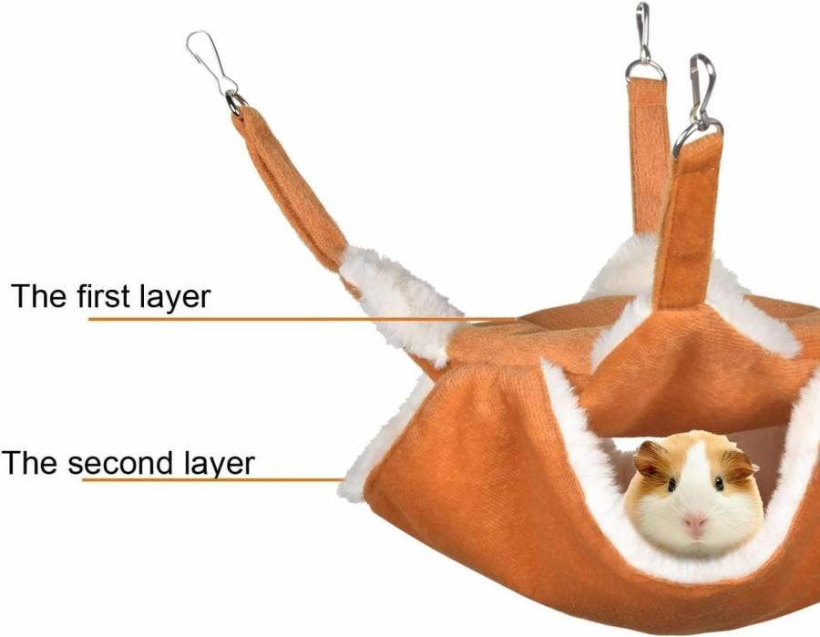 Small Animal Petmolico | Petmolico Hamster Hanging Hammock, Small Pet Animal Winter Warm Hanging Hammock For Rats Gerbil Mouse Guinea Pig Chinchilla, Yellow