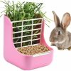 Small Animal QSLQYB | Rabbit Feeder Bunny Guinea Pig Hay Feeder, Hay Food Bin Feeder, Hay And Food Feeder Bowls Manger Rack For Rabbit Guinea Pig Chinchilla (Pink)