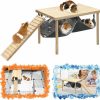 Small Animal Nobgum | Nobgum Guinea Pigs Hammock With Natural Wooden Stand,Durable Guinea Pig Hideout With Stair, Luminous Guinea Bed For Piggies Chinchilla Hamster Bunny Ferrets Hiding Sleeping Small Animal