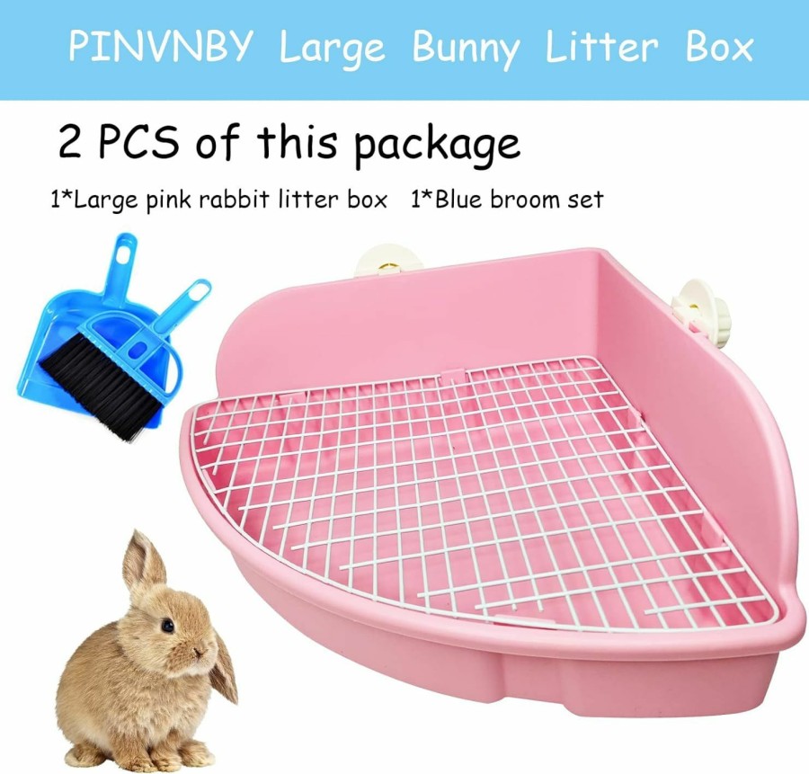 Small Animal PINVNBY | Pinvnby Large Rabbit Litter Box Bunny Corner Toilet Box Small Animal Cage Toilet Pet Potty Trainer Bigger Pan Fan Shape Box For Adult Guinea Pigs Chinchilla Ferret Galesaur (Blue)