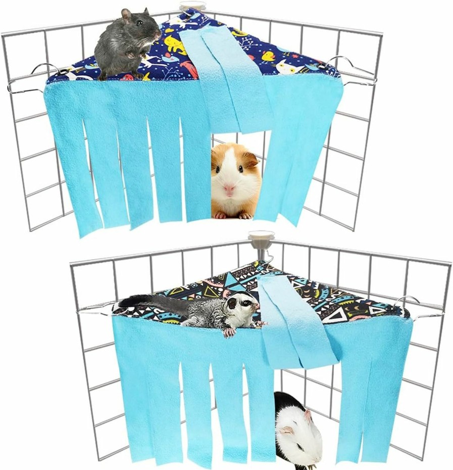 Small Animal LEFTSTARER | 2 Pieces Guinea Pig Hideout Rat Corner Hideaway Peekaboo Toys Cage Accessories Hidden Habitat Tent Toys For Ferrets Chinchillas Sugar Glider Small Pet Animals