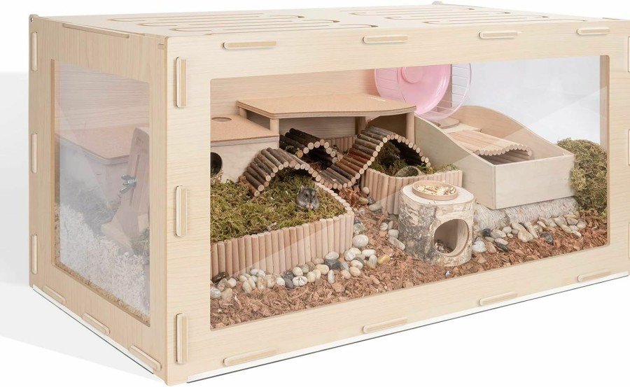 Small Animal Niteangel | Niteangel Bigger World - Mdf Aspen Terrarium For Hamster Gerbils Mice Lemming Degus Or Other Small-Sized Pets(30 X 15 X 17.7 Inches, Burlywood)