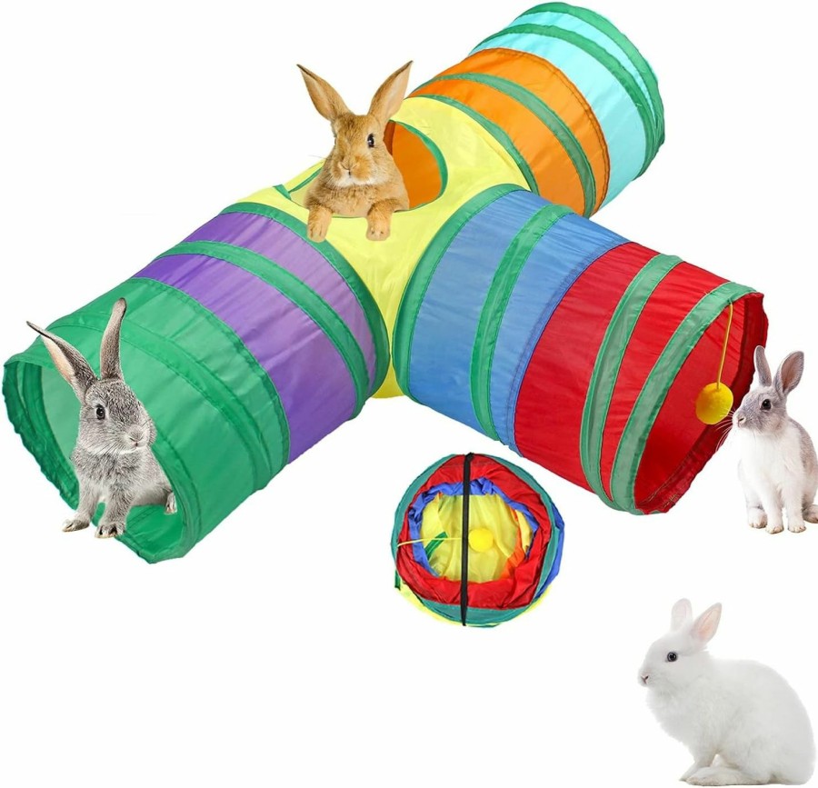 Small Animal GNB PET | Gnb Pet Rabbit Tunnel Collapsible 3 Way Bunny Tunnels And Tubes With Interactive Ball Bunny Hideout Small Animal Activity Tunnel Toys For Dwarf Rabbit Bunny Guinea Pig Kitty