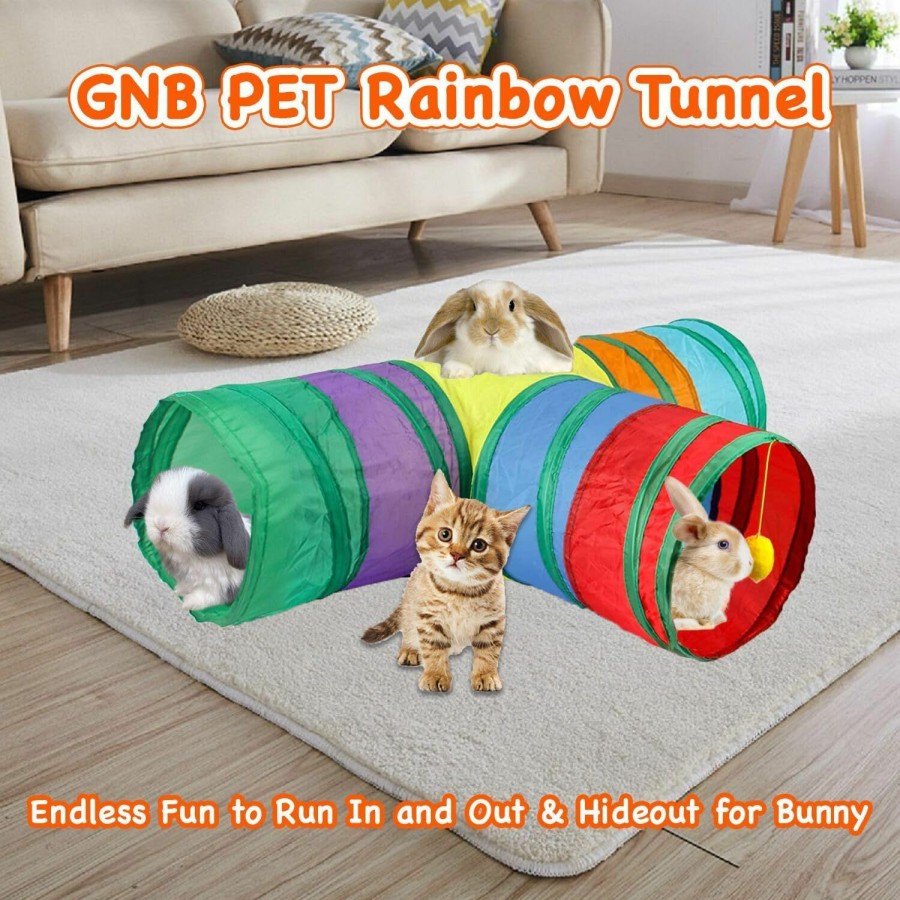 Small Animal GNB PET | Gnb Pet Rabbit Tunnel Collapsible 3 Way Bunny Tunnels And Tubes With Interactive Ball Bunny Hideout Small Animal Activity Tunnel Toys For Dwarf Rabbit Bunny Guinea Pig Kitty