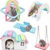 Small Animal Roundler | Dwarf Hamsters House Diy Wooden Gerbil Hideout Rainbow Bridge Swing And Pvc Seesaw, Pet Sport Exercise Toys Set, Sugar Glider Syrian Hamster Cage Accessories, Suitable For Small Animal Habitat