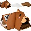 Small Animal Vehomy | Vehomy Guinea Pig Corner Tunnel Small Animal L Shape Brown Bear Shape Tunnel Tube Guinea Pig Felt Hideout Toy With Fleece Mat & Acrylic Plate For Ferret Hamster Sugar Glider Chinchilla Hedgehog