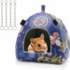 Small Animal Wontee | Hamster Tent Bed Winter Warm Hammock Sleeping Bed For Gerbil Rat Sugar Glider Squirrel Hedgehog Small Birds (M, Pink Ethnic)