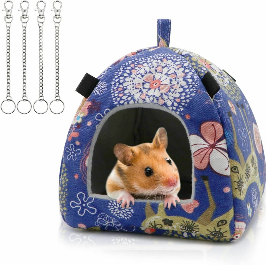 Small Animal Wontee | Hamster Tent Bed Winter Warm Hammock Sleeping Bed For Gerbil Rat Sugar Glider Squirrel Hedgehog Small Birds (M, Pink Ethnic)