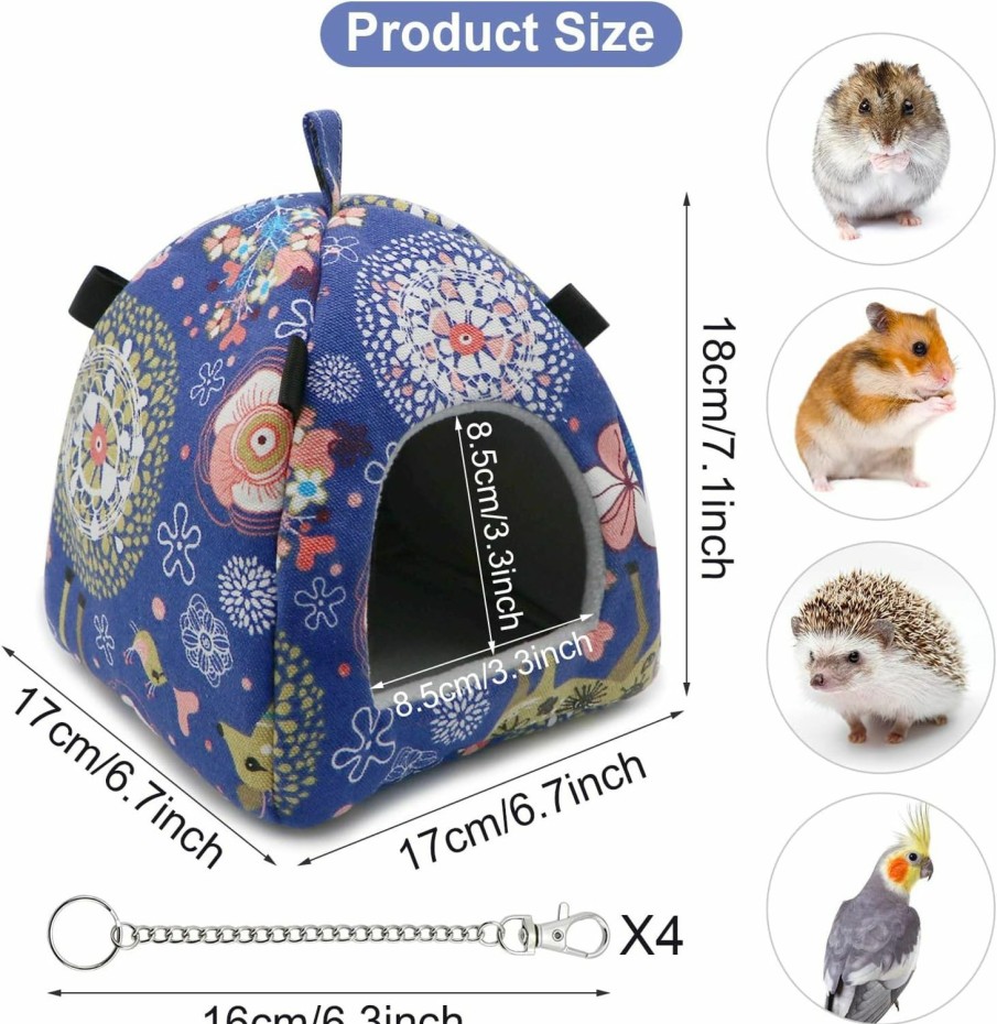 Small Animal Wontee | Hamster Tent Bed Winter Warm Hammock Sleeping Bed For Gerbil Rat Sugar Glider Squirrel Hedgehog Small Birds (M, Pink Ethnic)