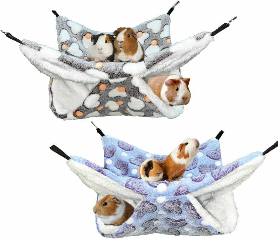 Small Animal AIMICOCA | 2 Pieces Guinea Pig Rat Hammock, Bunkbed Guinea Pet Small Animal Hanging Hammock Hamster Ferret Cage Accessories Toys Bed For Small Animals Chinchilla Parrot Ferret Squirrel Sugar Glider Playing