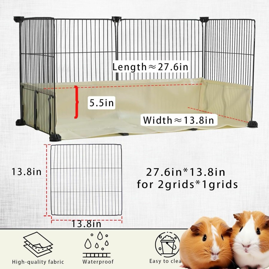 Small Animal FULUE | Fulue Guinea Pig Waterproof Cage Liner C&C 2X4,Guinea Pig Cage Canvas Bottom Replacement 56X28 Beige (C&C 2X4)