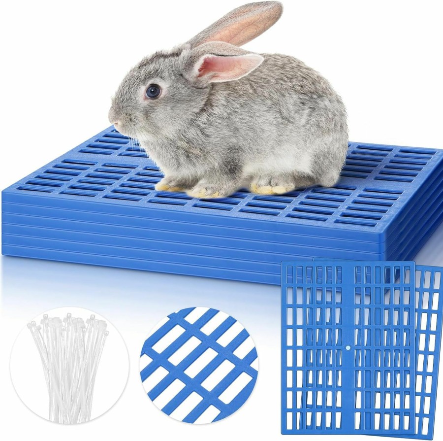 Small Animal Kigley | Kigley 6 Pcs Plastic Rabbit Cage Mat Rabbit Floor Mat Foot Resting Pad, Pads For Small Animal Rat Hamster Guinea Pig Chinchilla, Mats Feet Pads For Bunny Dogs Cats Pet, 13 X 9.7 X 0.3 Inch, Blue