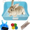 Small Animal Hamiledyi | Hamiledyi Rabbit Litter Box, Small Animal Corner Potty Trainer, Bunny Toilet Pets Plastic Rectangle Cage Bedding Box Pet Pan With Chew Toys For Guinea Pigs Hamster Chinchilla Ferret