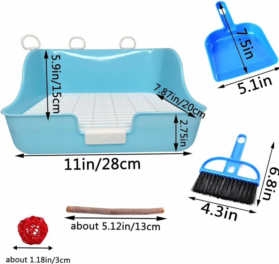 Small Animal Hamiledyi | Hamiledyi Rabbit Litter Box, Small Animal Corner Potty Trainer, Bunny Toilet Pets Plastic Rectangle Cage Bedding Box Pet Pan With Chew Toys For Guinea Pigs Hamster Chinchilla Ferret