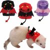 Small Animal HAICHEN TEC | Ferret Harness And Leash - Soft Fleece Small Pet Halloween Devil Costume Demon Harness With Safe Bell No Pull Comfort Padded Vest For Ferret Guinea Pigs Chinchilla And Similar Small Animals (3 Pack)