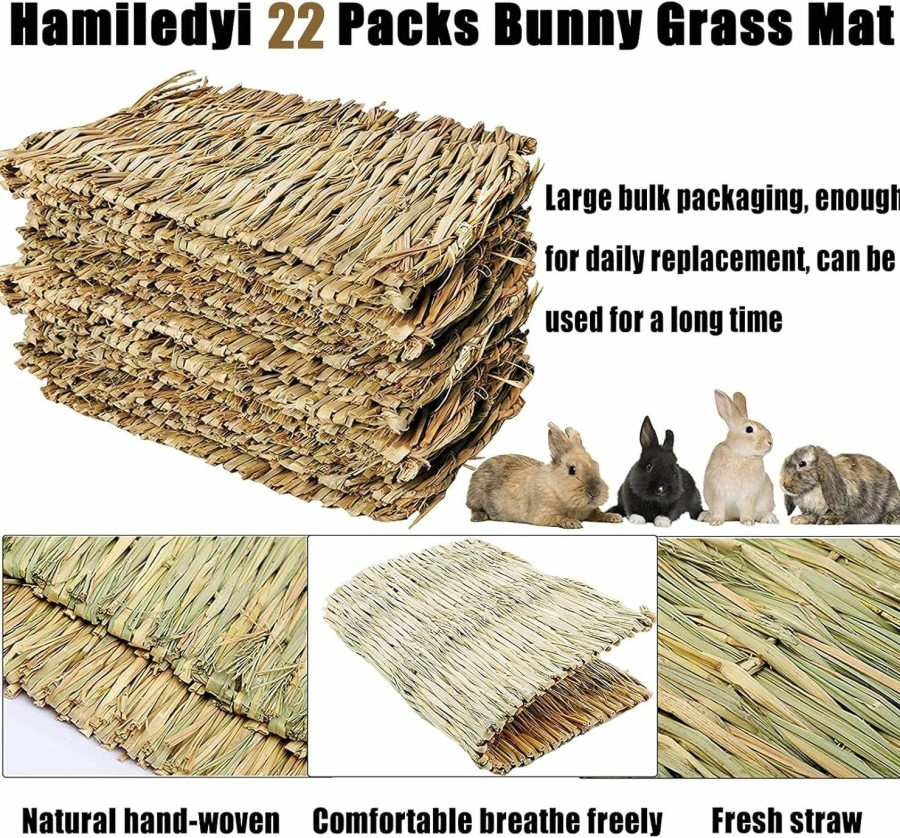 Small Animal Hamiledyi | Hamiledyi 18 Pack Bunny Grass Mat Woven Bed Mat Natural Straw Hay Mats Rabbit Handmade Bedding Sleeping Grinding Nesting And Chewing Toy For Guinea Pig Hamster Chinchilla Squirrel Hedgehog