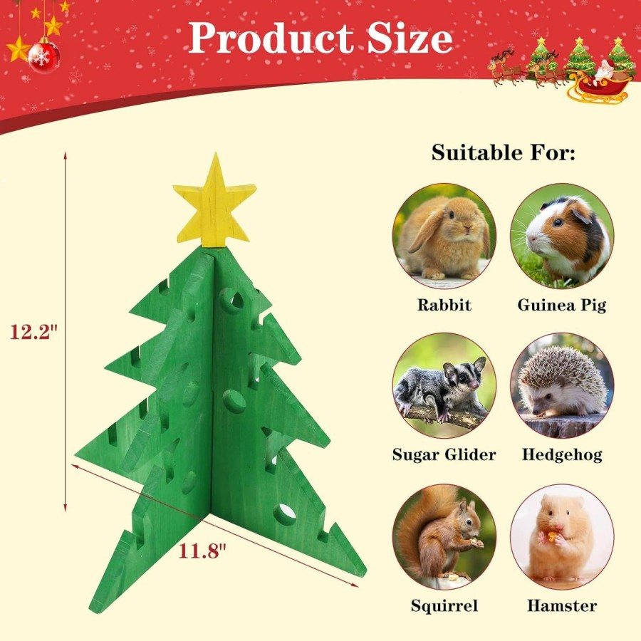 Small Animal Vehomy | Vehomy Rabbit Foraging Toy Christmas Guinea Pig Rabbit Puzzle Foraging Toy Christmas Tree Bunny Vegetable Hay Feeder Xmas Tree Small Pet Interactive Toy For Guinea Pig Rabbit Bunny Hamster