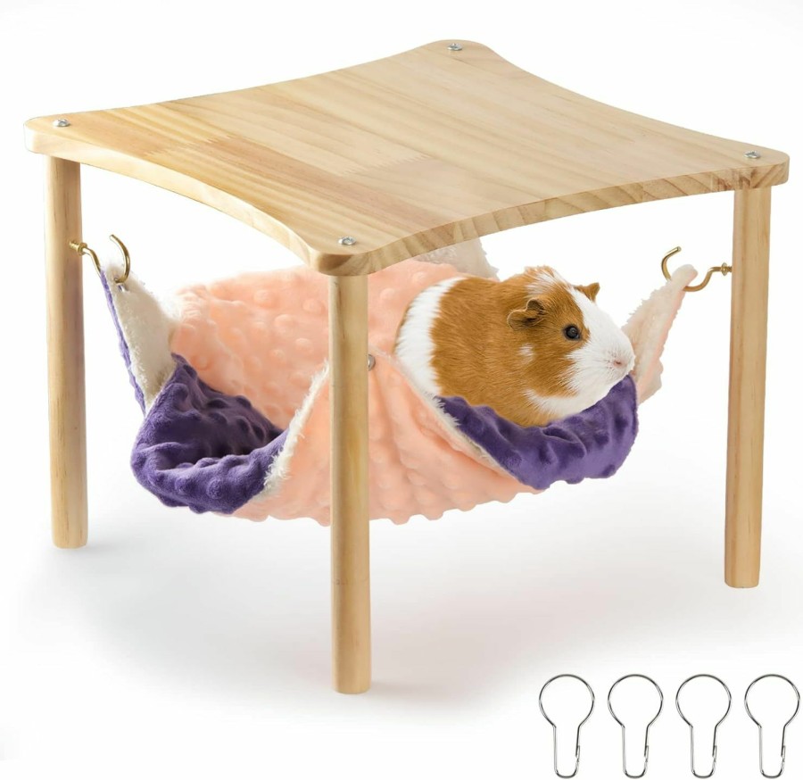 Small Animal PLYXQ | Guinea Pig Bed,Small Animals Hammock Double Bunk Bed Cage Warm Plush Hanging Hammock Bed Hideout For Hamster Rat Ferret Chinchilla Sugar Glider Ferret-Orange Purple