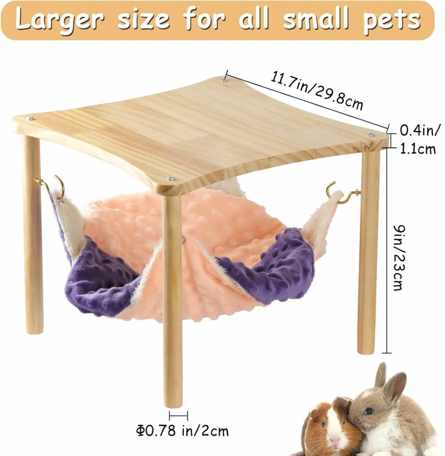 Small Animal PLYXQ | Guinea Pig Bed,Small Animals Hammock Double Bunk Bed Cage Warm Plush Hanging Hammock Bed Hideout For Hamster Rat Ferret Chinchilla Sugar Glider Ferret-Orange Purple